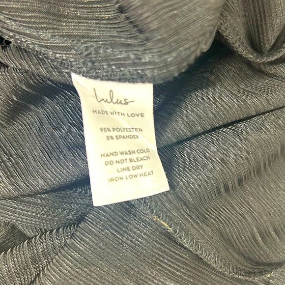 Lulu’s Metallic Gold Party Dress Small Semi Sheer Faux Wrap Night Out - Picture 12 of 14